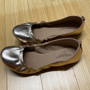 Cute metallic rose ballet flats